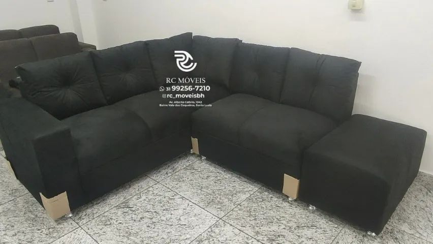 Sofá de Canto com Puff Material suede D33 Confortável Direto da Fábrica - Melhor Preco - Foto 3