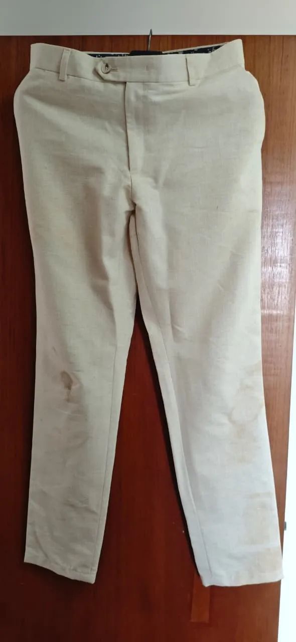 Terno Masculino Delucca Bege Claro 52/42 - Blazer + Calça + Capa - Foto 2