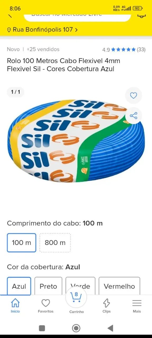 Cabo 4mm anti chamas PRETO