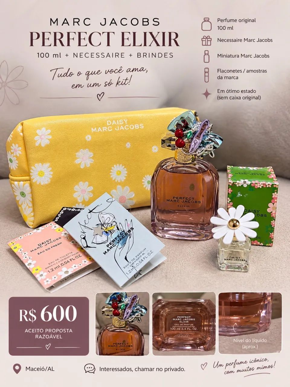 MARC JACOBS PERFECT ELIXIR - 100 ML + necessaire + miniatura + flaconetes Marc Jacobs