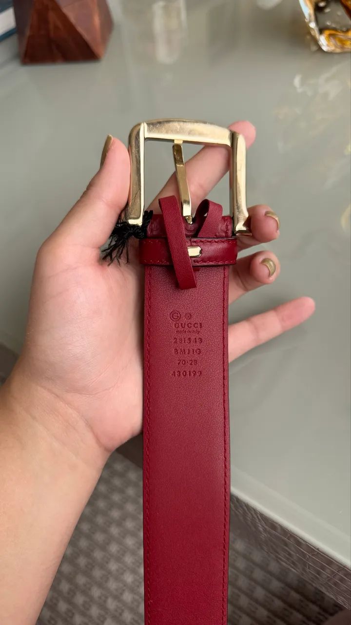 Cinto Gucci Vermelho Micro GG  - Foto 4