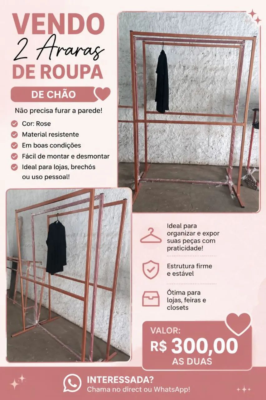 Vendo 2 araras de roupas 