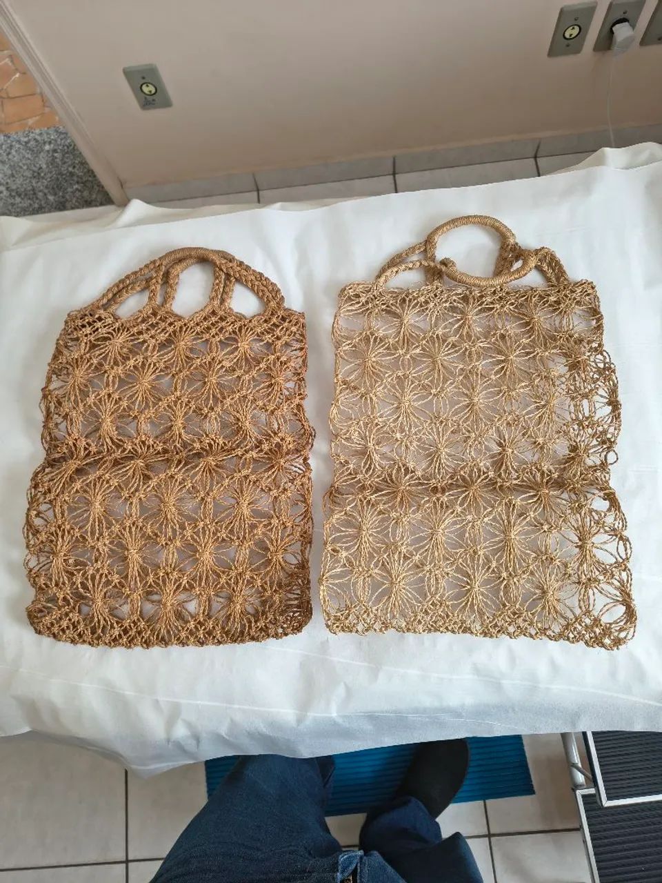 2 sacolas macramé em cordas