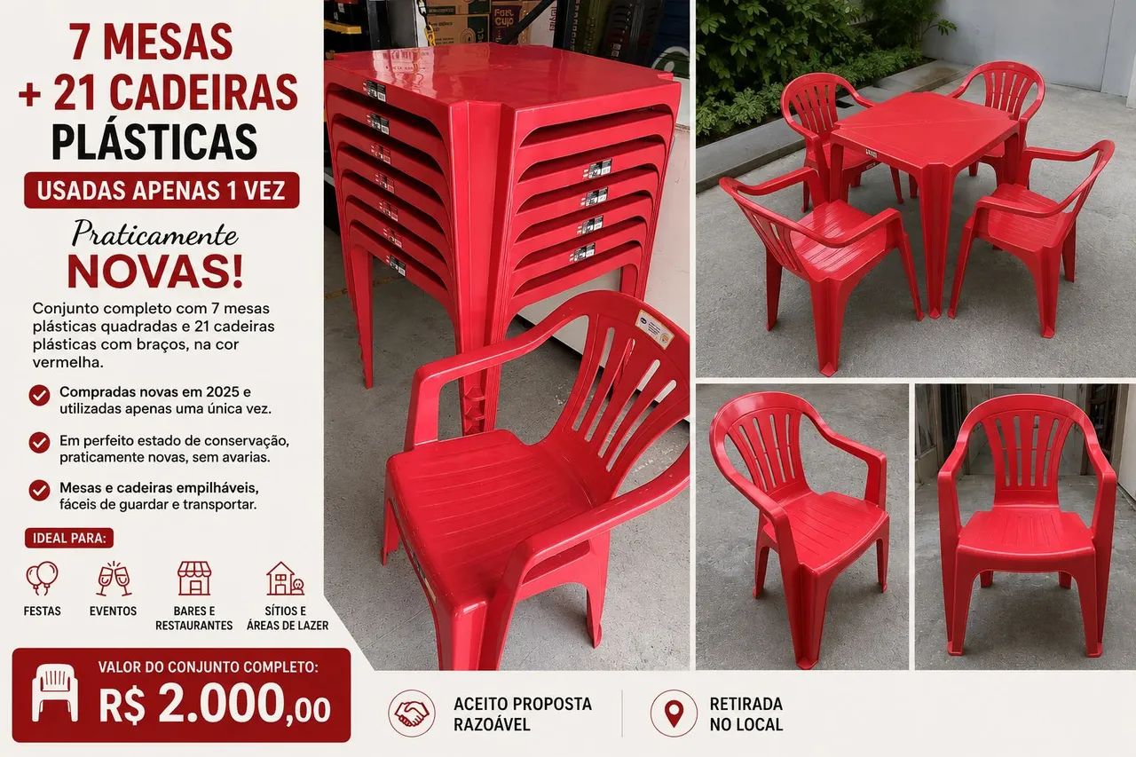 VENDO 7 MESAS E 21 CADEIRAS