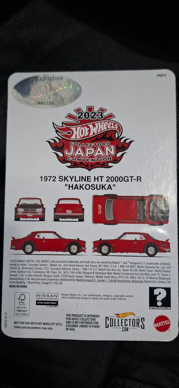 Hot wheels skyline 2000gt-r hakosuka convenção Japão - Hobbies e