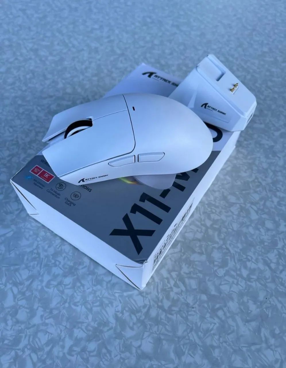 Mouse Gamer Attack Shark X11 Sem Fio com Dock RGB - Foto 2