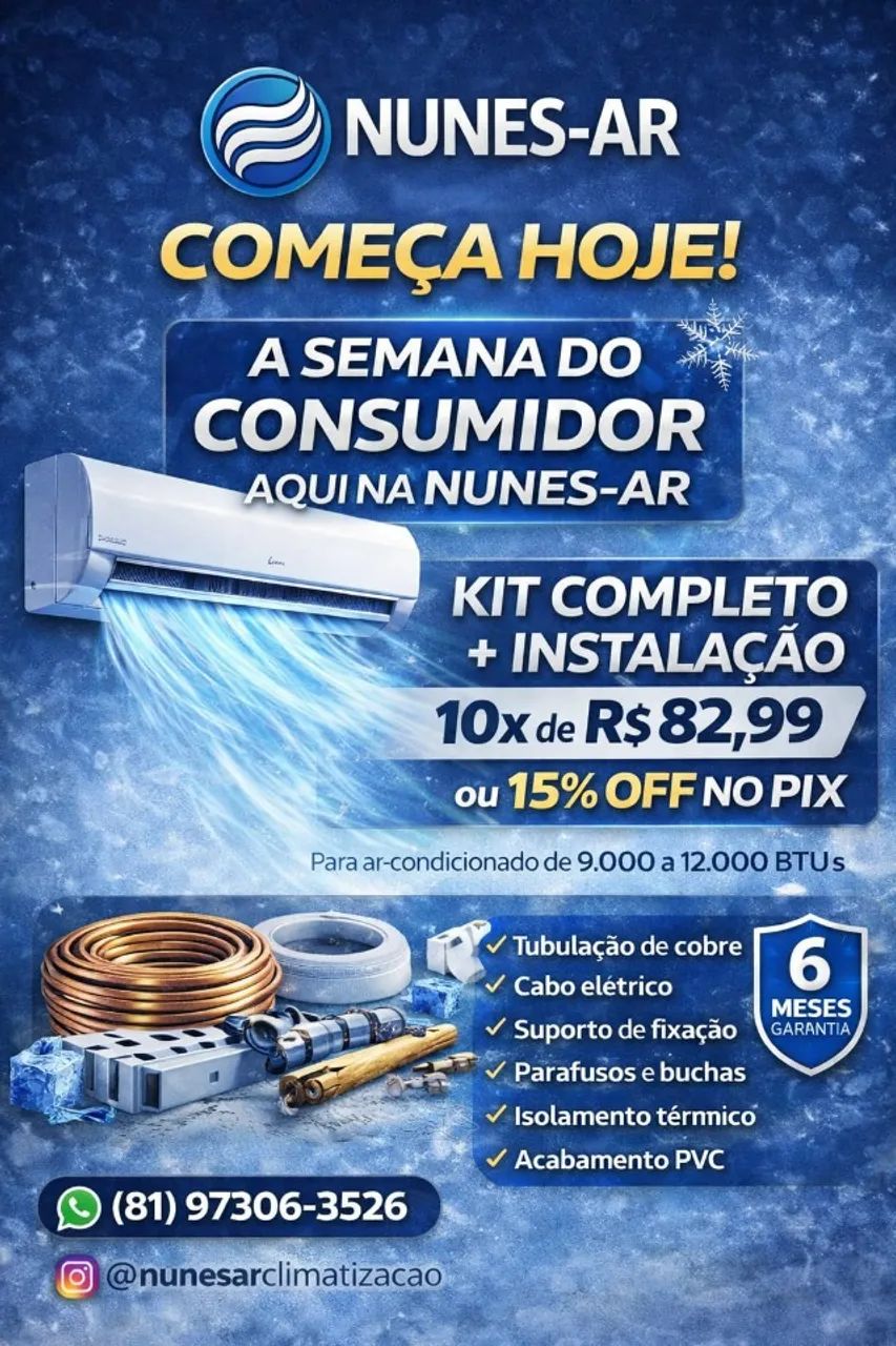 Instalação de Ar-Condicionado Split com Kit Completo