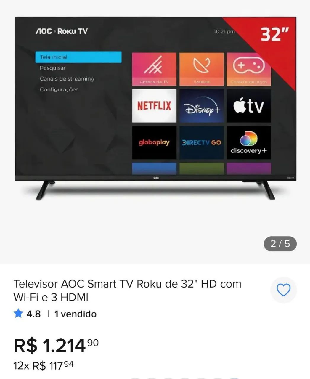 Smart TV Roku 32' Nova na Caixa Lacrada - Foto 2