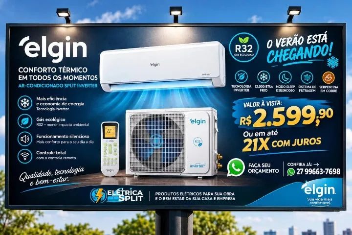 AR CONDICIONADO ELGIN SPLIT 12MIL BTUS INVERTER 
