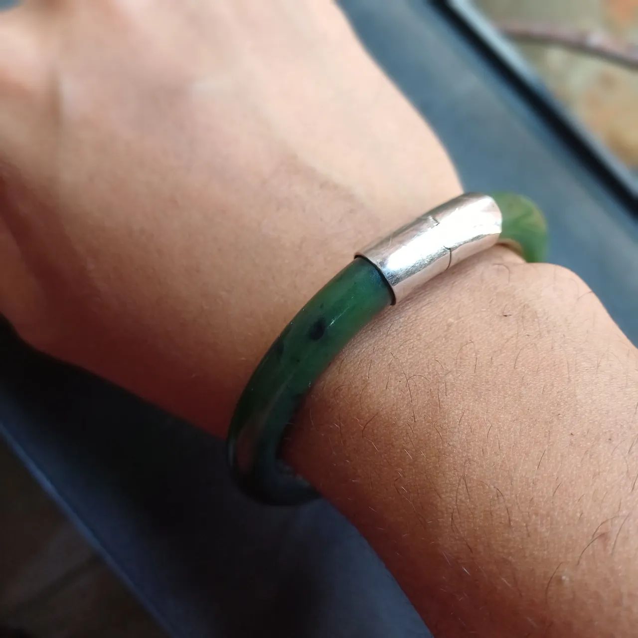Pulseira de jade natural lapidada  - Foto 4