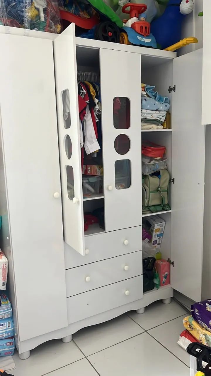GUARDA ROUPA INFANTIL MDF BRANCO 