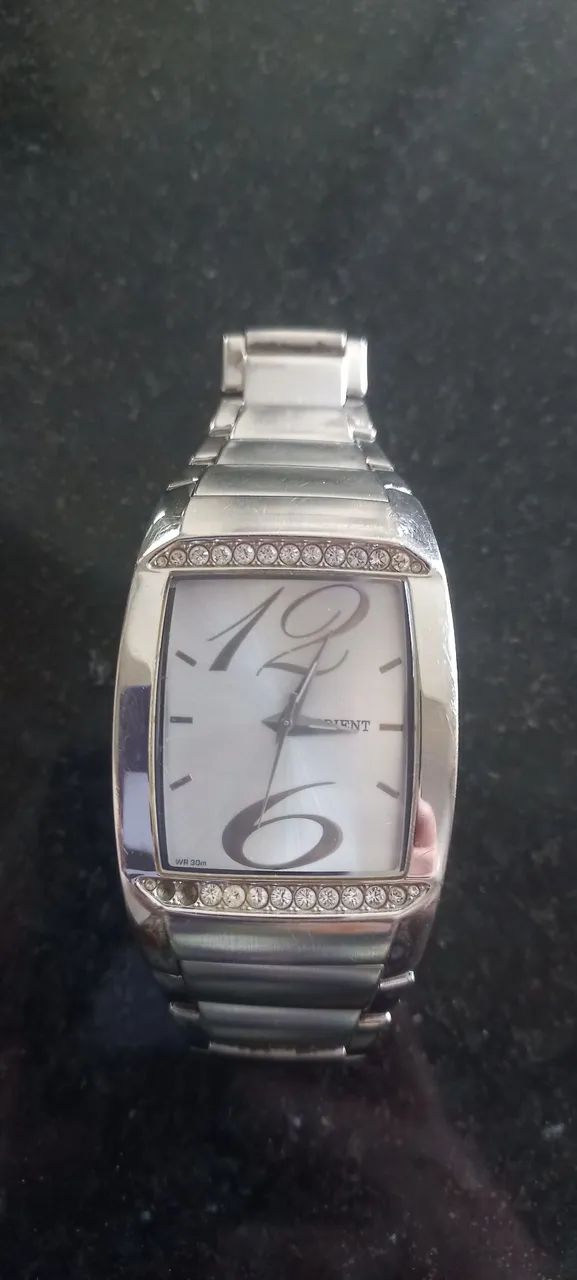 Relógio Orient Feminino Retangular - Aço Inox com Cristais (Lindo!)