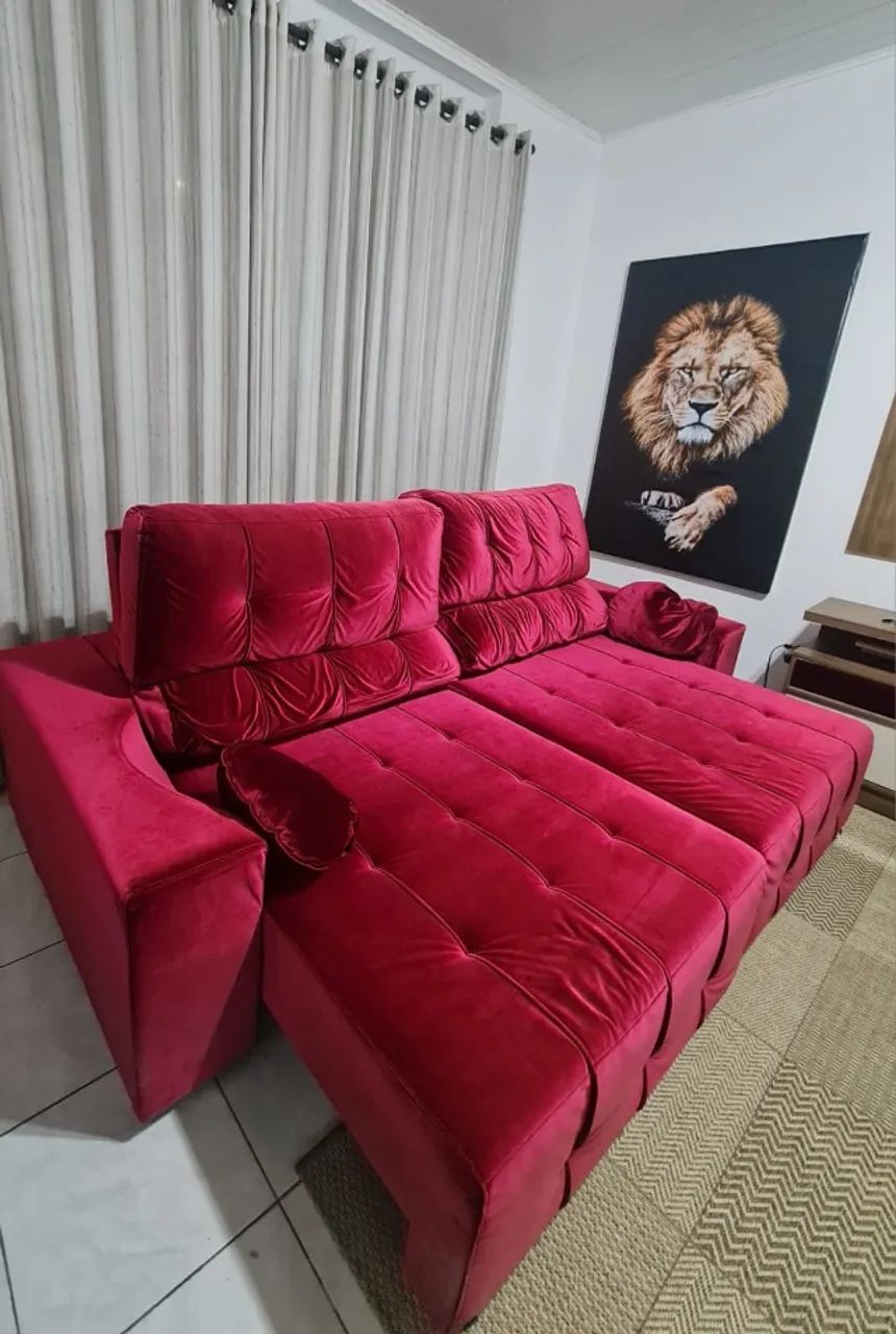 Retractable sofa bed, 4-seater, ruby color65568128635138123