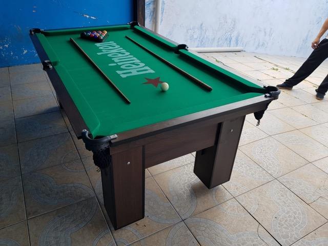 Mesa de Sinuca Cor Tabaco Tecido Heineken Modelo EFH4333 - Foto 2