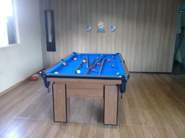 Mesa de Bilhar Quatro Pés Cor Magnólia Tecido Azul Modelo MAC2528 - Foto 4