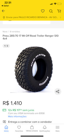 Pneu 285 70R17 mais rodas offroad Amarok - Foto 2