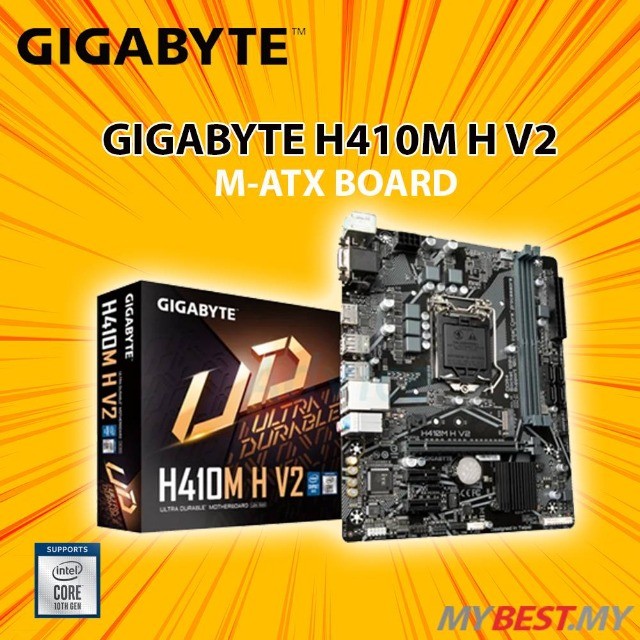 Placa Mãe Gigabyte H410M H, Chipset H410 V2, Intel LGA 1200, mATX