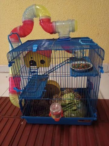 Gaiola de hamster 3 andar com tubos 