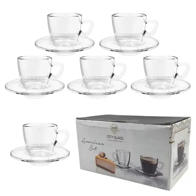 Conjunto Xicaras De Cafe Vidro Americano 6pcs 90ml Yazi