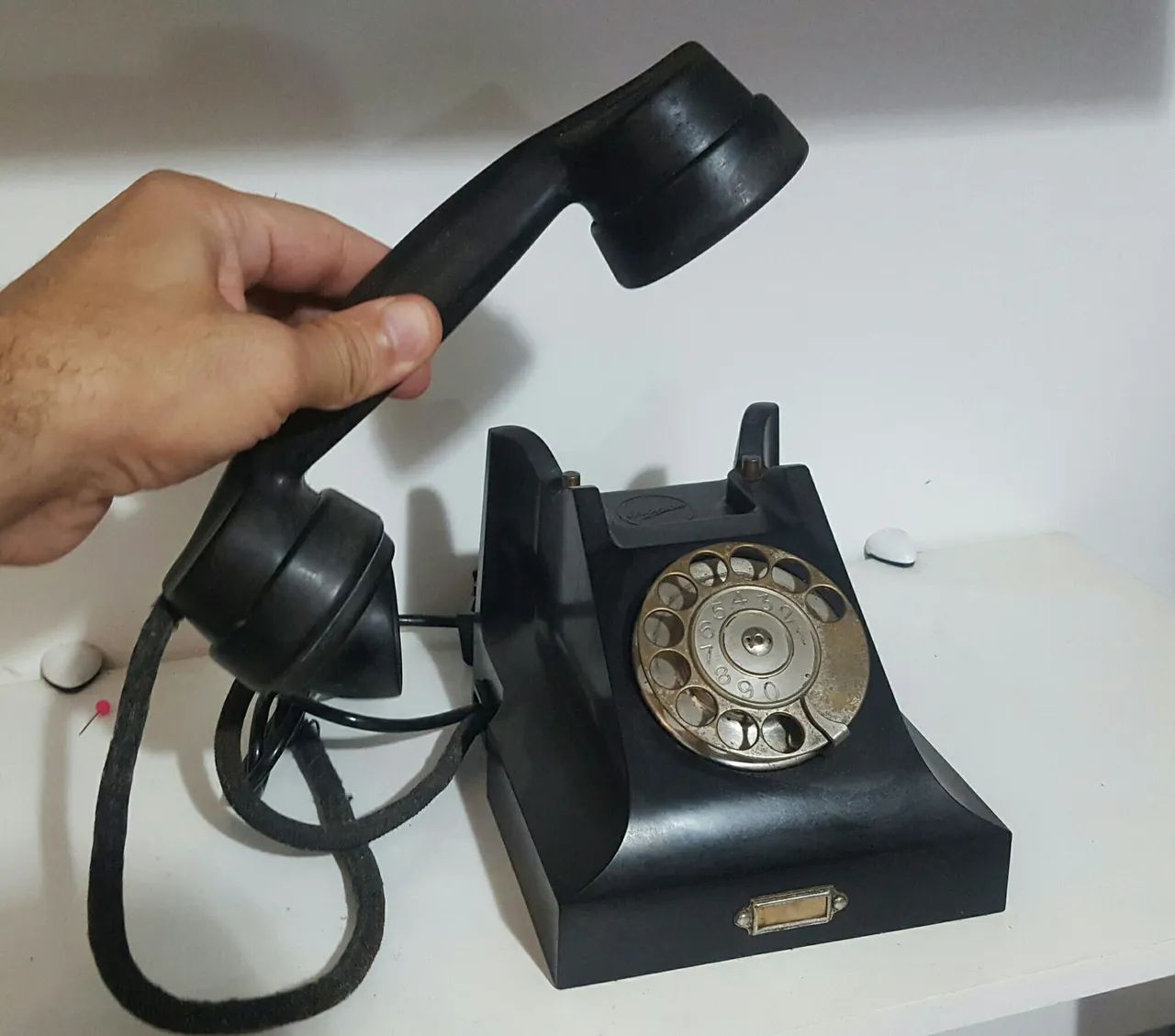 Telefone antigo de disco dourado fio de CORDA  ORIGINAL  3KG RELÍQUIA  - Foto 2