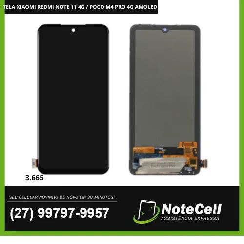Tela/Display P/ XIAOMI REDMI NOTE 11 4G/ NOTE 11S / NOTE 12S AMOLED S/ ARO 