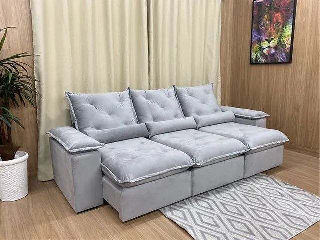 Sofá Retrátil Reclinável 2,70m Pillow Top e Molas Bonnel Oportunidade a64