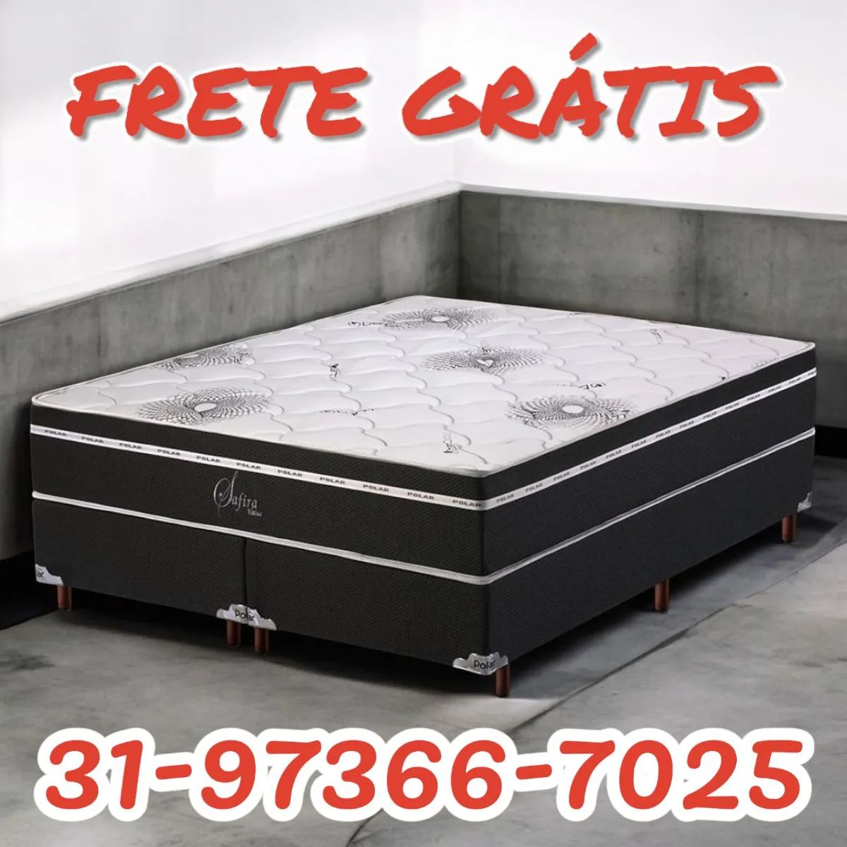 COLCHÃO SAFIRA + BASE CASAL + ENTREGA GRÁTIS 