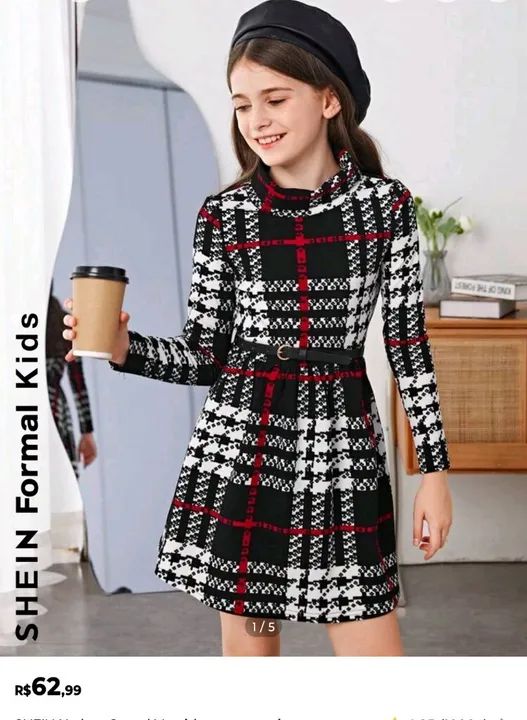 Vestido xadrez NOVO - 8 anos