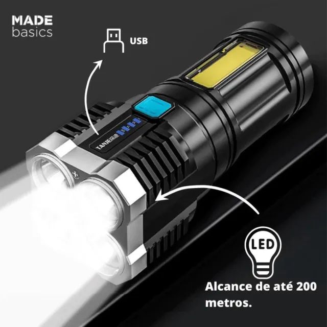 Lanterna Led à Prova D?água 4 Núcleos Potente USB Recarregável _ EL161 - Foto 2