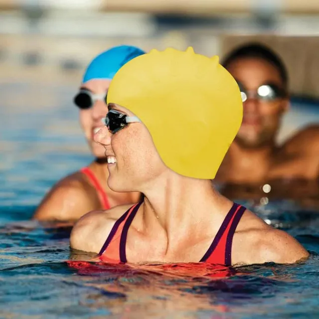 touca de natação silicone sun way elp0521 profissional-amarelo
