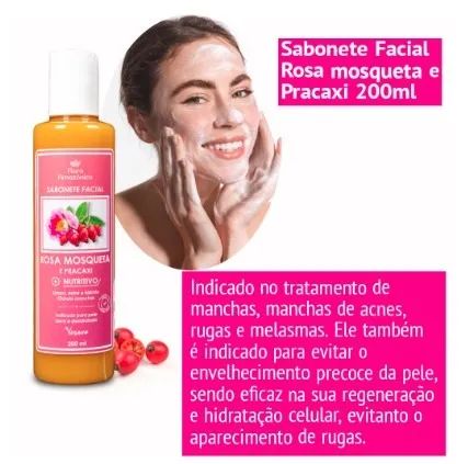 Sabonete Facial Rosa Mosqueta - Vegano 200ml Flora Promoç