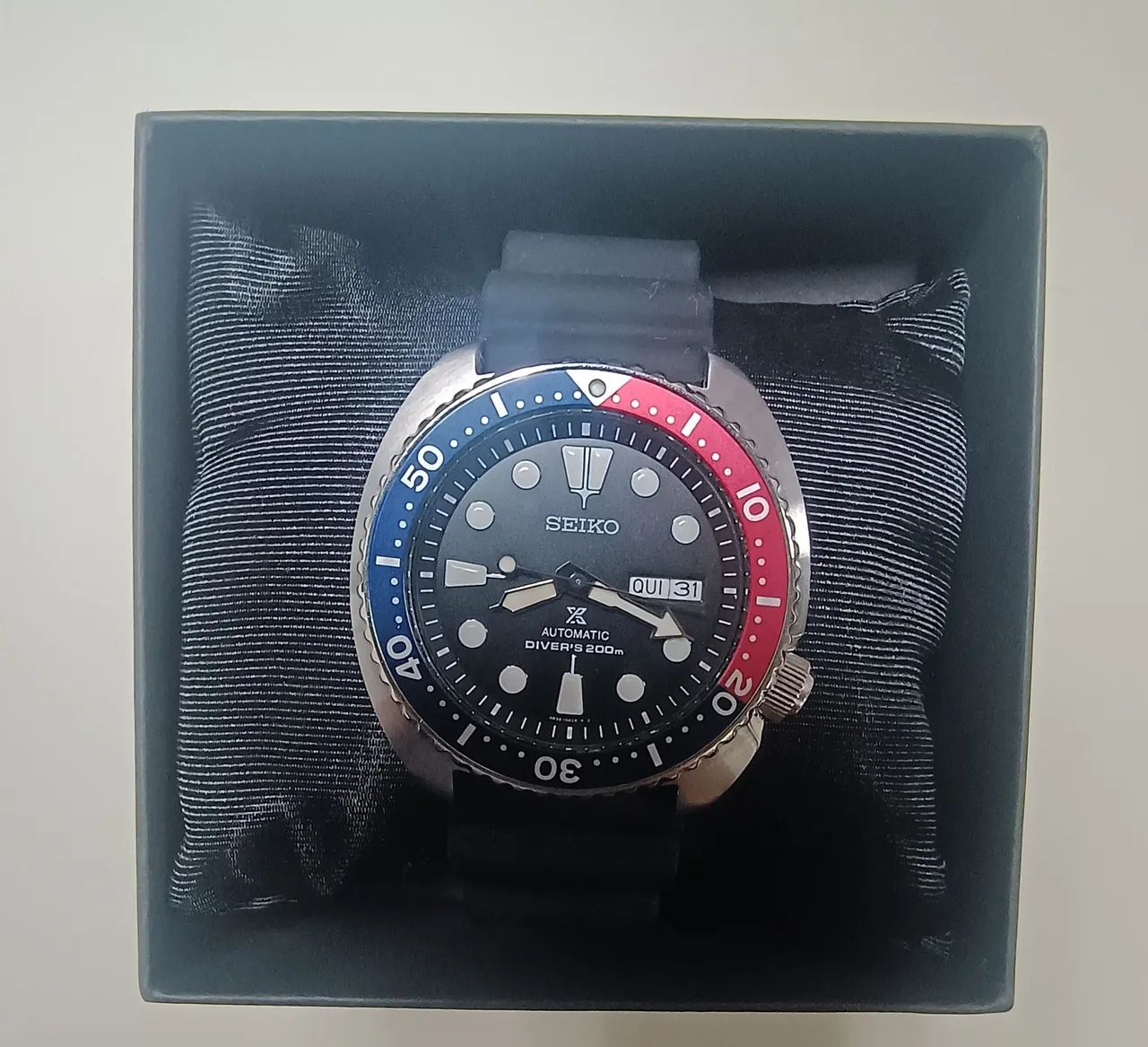 Relógio Seiko Masculino Prospex Automático Turtle Pepsi SRP779B1