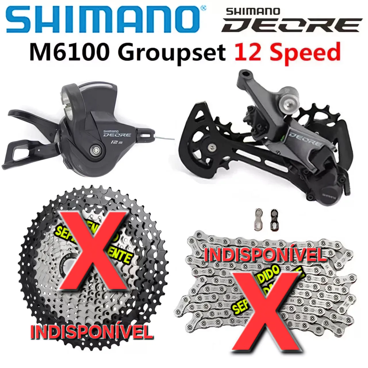 Shimano Deore M6100 câmbio + passador 12 velocidades 12v