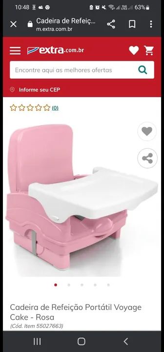 Cadeira de Refeição Portátil Voyage Cake - Rosa