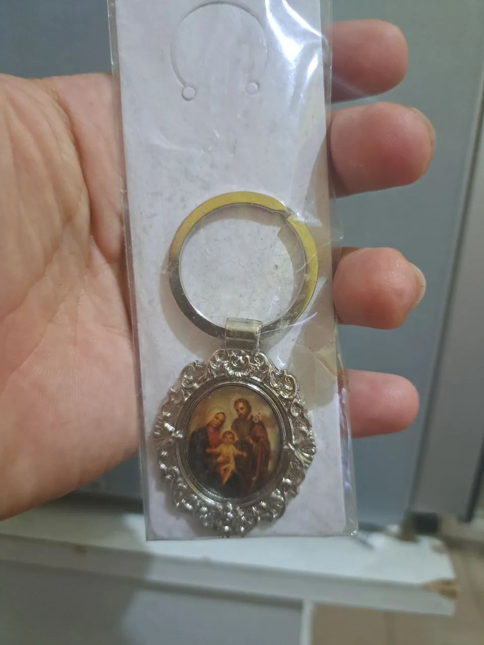 Chaveiro com imagem sagrada da família - Metal