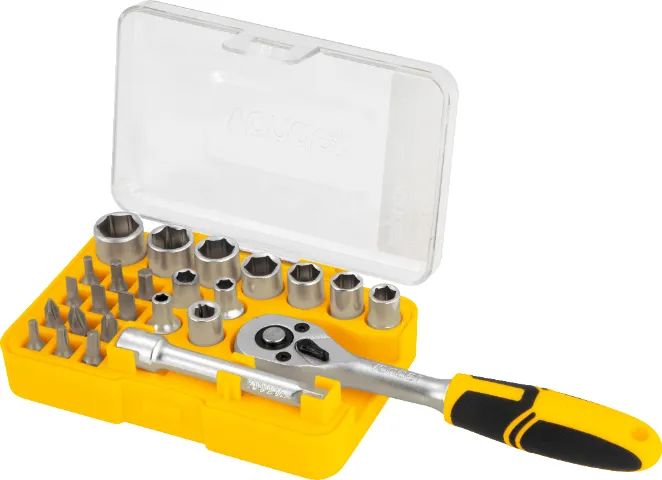 Jogo de soquetes e ponteiras com encaixe de 1/4", 4 mm a 13 mm, com 25 peças VONDER  - Foto 3