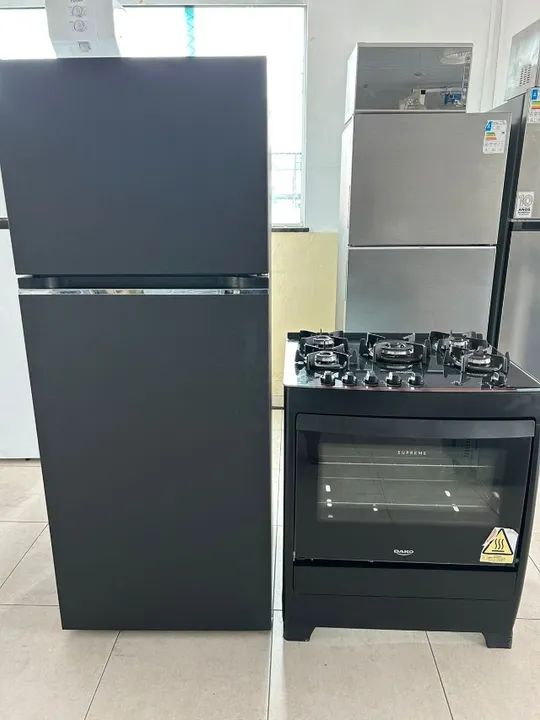 Kit: Geladeira LG 395L (110v) + Fogão 5 bocas Dako mesa de vidro - Foto 2