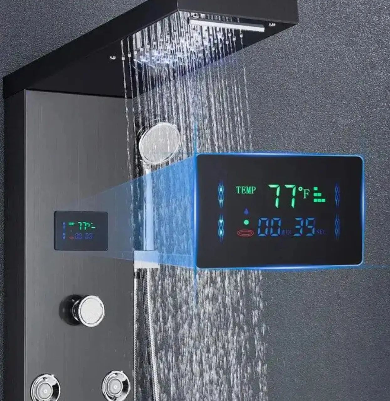Ducha vertical com hidro cascata led inox preta aquarelax - Foto 3