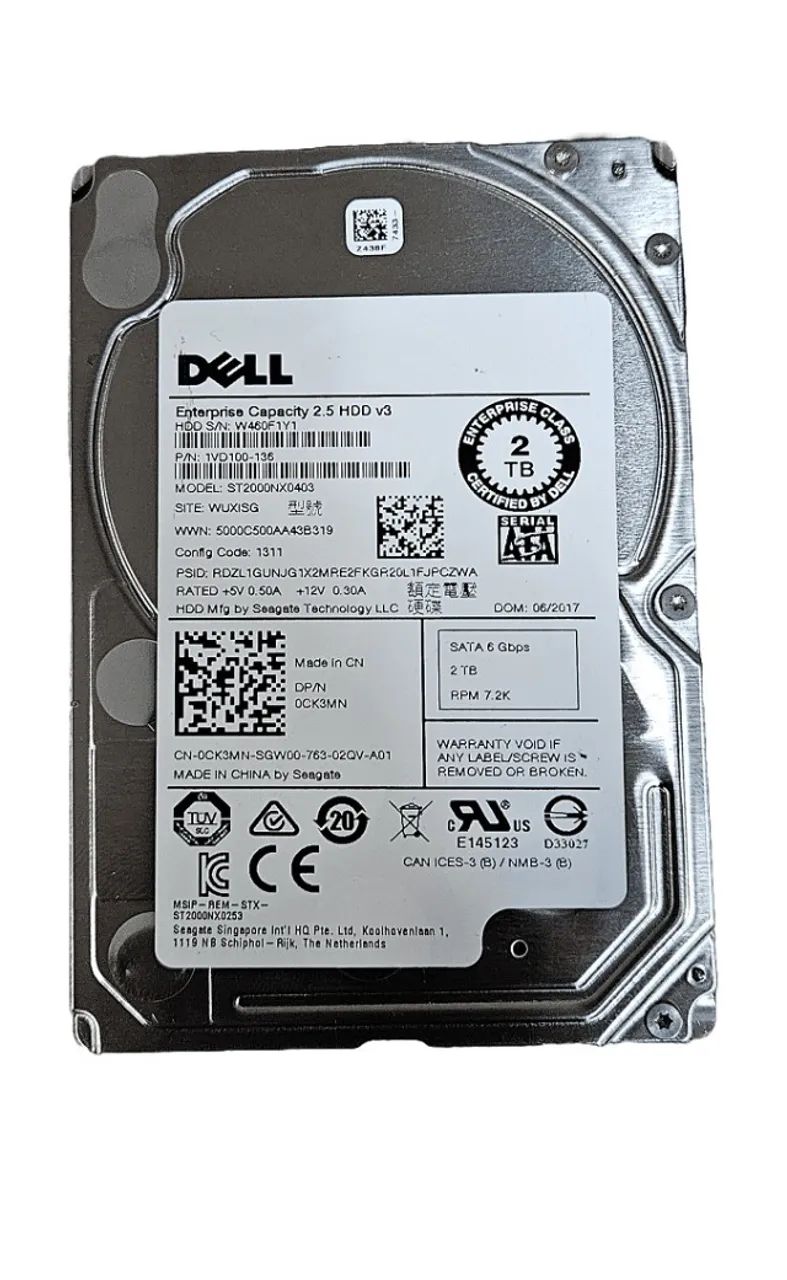 Disco rígido corporativo Dell 2Tb 7.2K 2.5" 6Gb/s Sata 0r755k - Foto 2