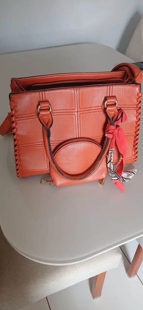 BOLSA FEMININA COR TELHA - Foto 2