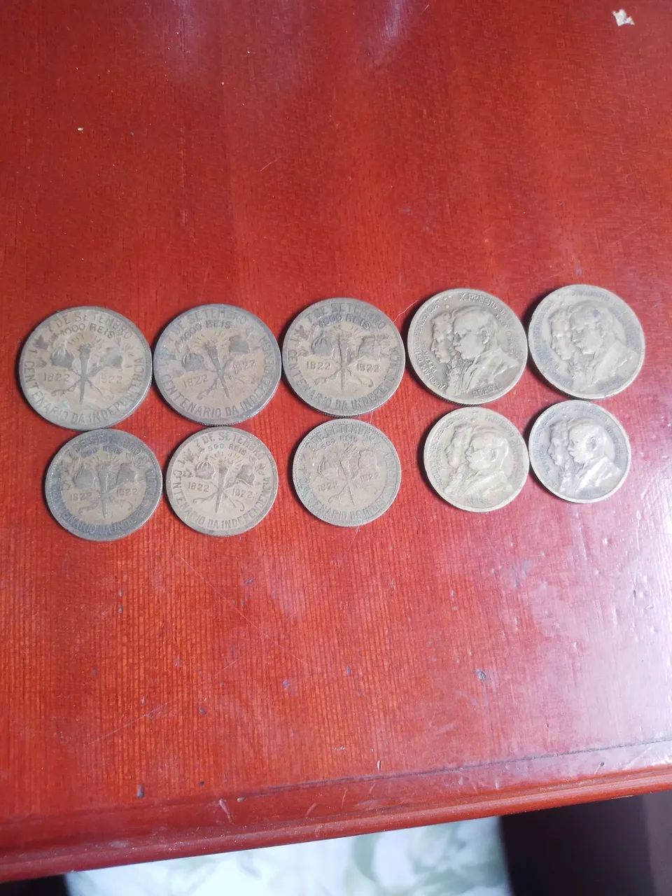 Kit com 10 moedas - 5 de 1000 Reis, 5 de 500 Reis de 1922