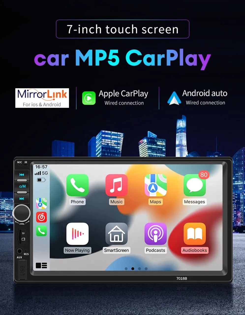 Dvd Central multimídia 7 polegadas CarPlay Android Auto pra carro - Foto 2