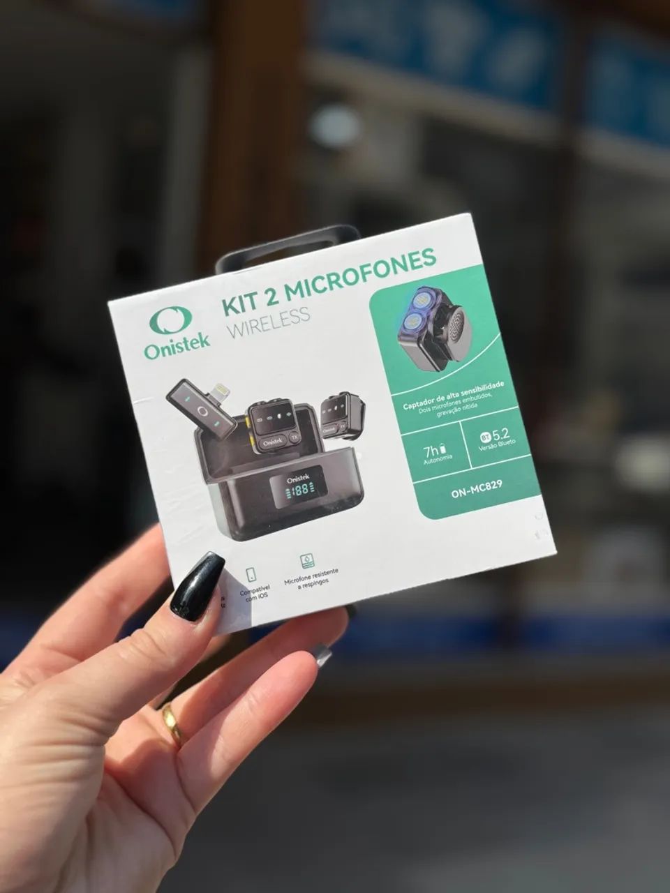 Kit 2 Microfones Wireless Onistek Iphone 7h de Autonomia 