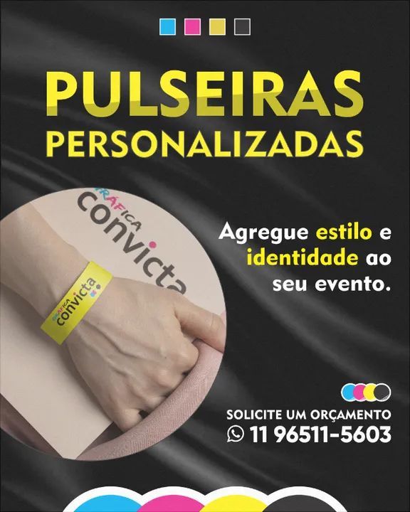 Pulseiras de identificação Eventos personalizadas 50 unidades