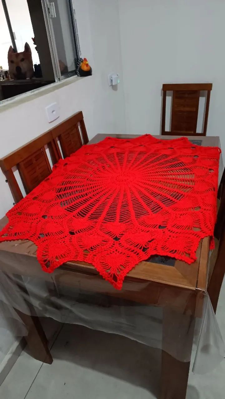 Jogo de mesa de crochê vermelho - Foto 2