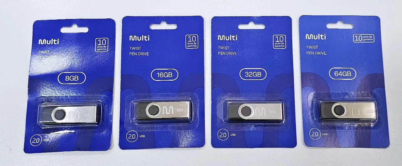 Pen Drive Multilaser Twist - 8GB, 16GB, 32GB e 64GB - Novo