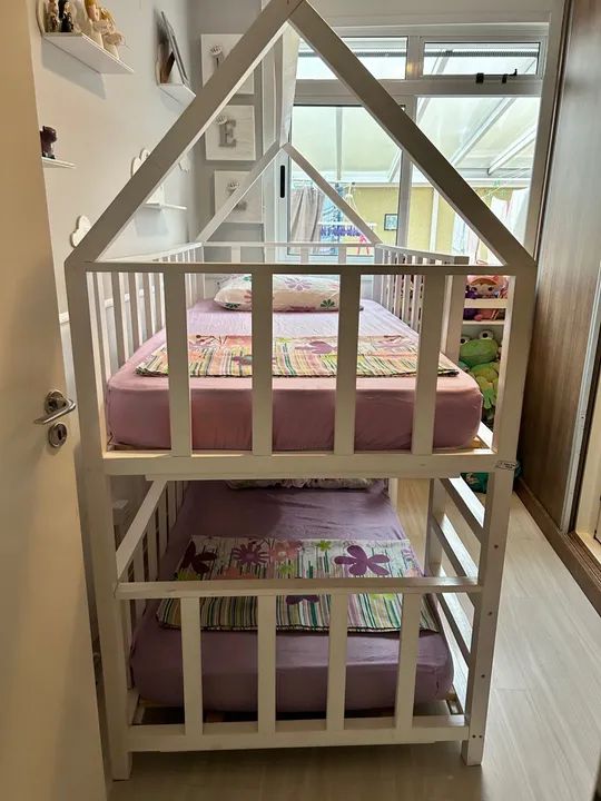 Cama Infantil Casinha Branca - 2 Andares (Beliche)