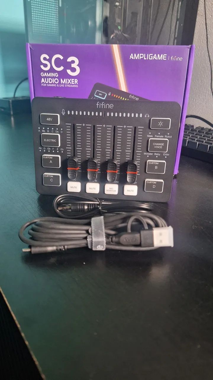 Mixer de aúdio - Fifine SC3 RGB - Preto - Foto 2