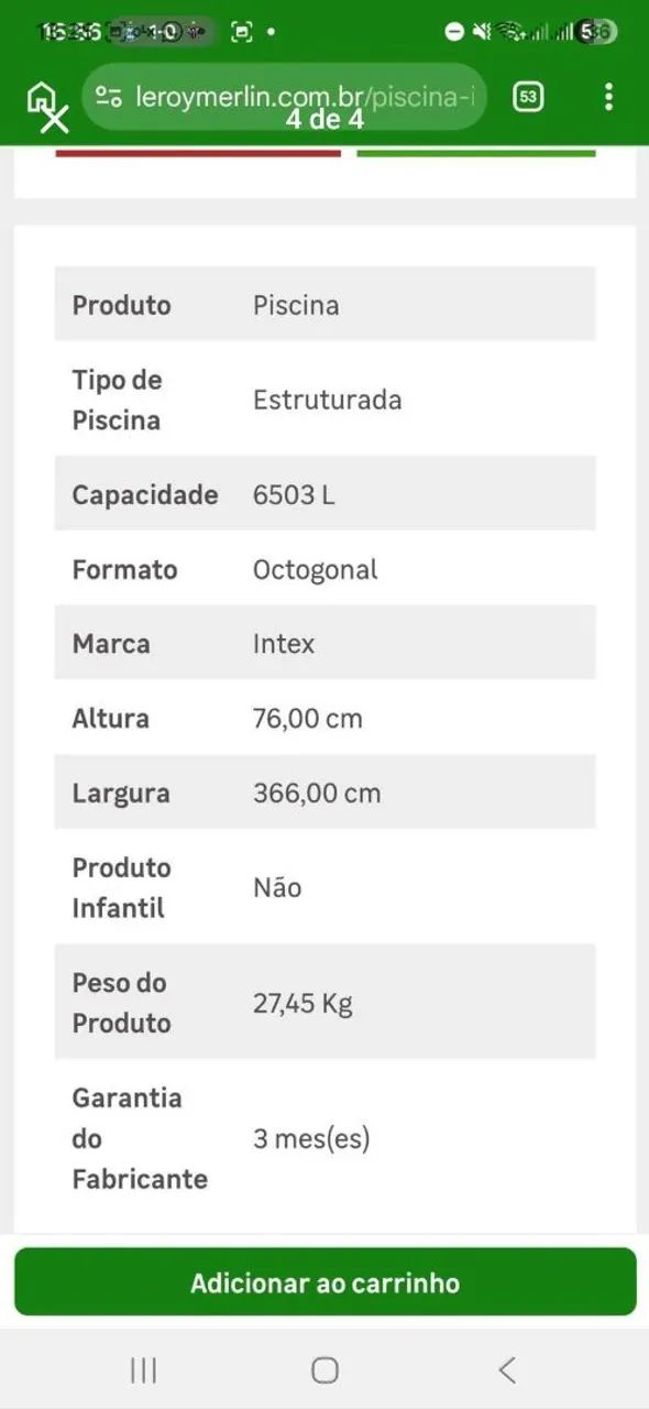 Piscina 6.500 litros 