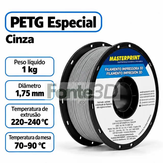 Filamento Petg Cinza - 1 Kg Masterprint - Foto 3